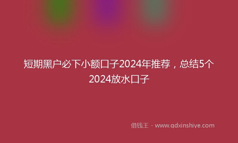 短期黑户必下小额口子2024年推荐，总结5个2024放水口子