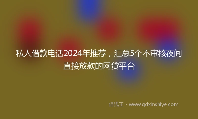 私人借款电话2024年推荐，汇总5个不审核夜间直接放款的网贷平台