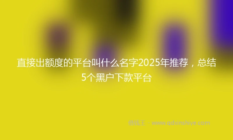 直接出额度的平台叫什么名字2025年推荐，总结5个黑户下款平台