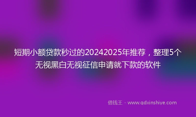 短期小额贷款秒过的20242025年推荐，整理5个无视黑白无视征信申请就下款的软件