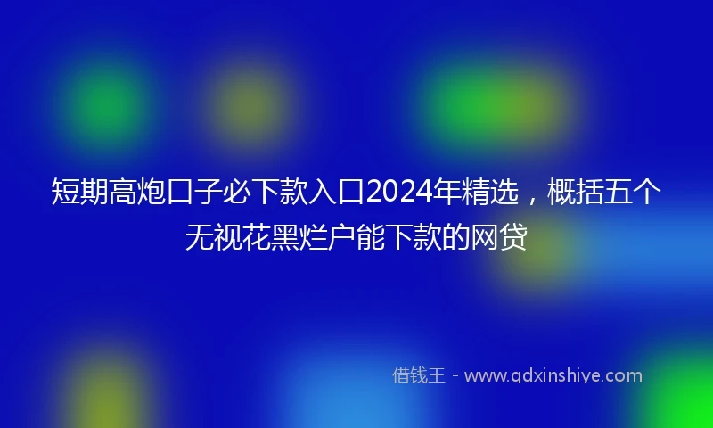 短期高炮口子必下款入口2024年精选，概括五个无视花黑烂户能下款的网贷