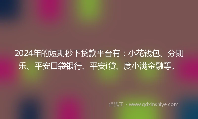 2024年的短期秒下贷款平台有：小花钱包、分期乐、平安口袋银行、平安i贷、度小满金融等。