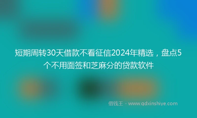 短期周转30天借款不看征信2024年精选，盘点5个不用面签和芝麻分的贷款软件