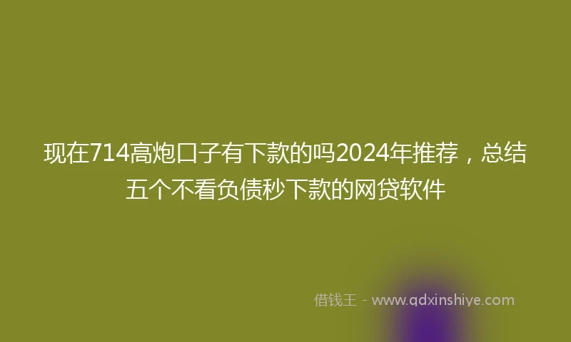 现在714高炮口子有下款的吗2024年推荐，总结五个不看负债秒下款的网贷软件