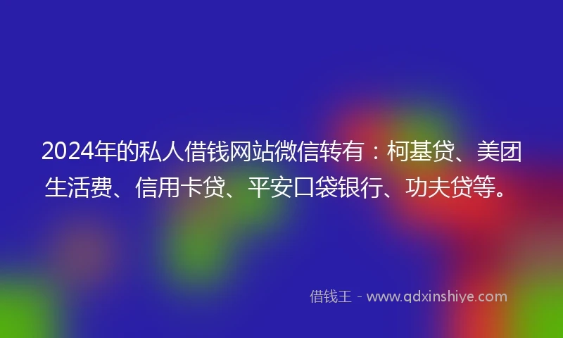 2024年的私人借钱网站微信转有：柯基贷、美团生活费、信用卡贷、平安口袋银行、功夫贷等。