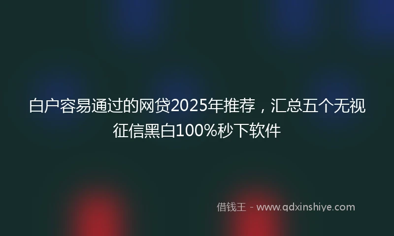 白户容易通过的网贷2025年推荐，汇总五个无视征信黑白100%秒下软件