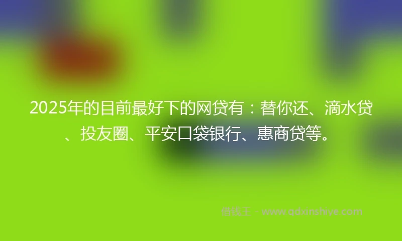2025年的目前最好下的网贷有：替你还、滴水贷、投友圈、平安口袋银行、惠商贷等。