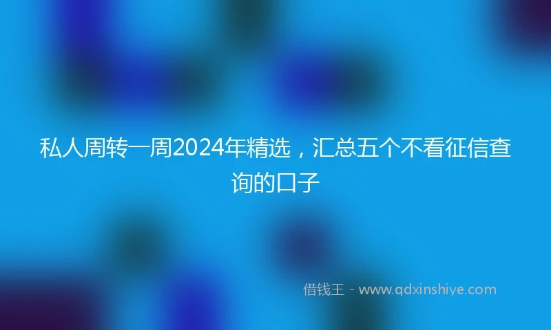 私人周转一周2024年精选，汇总五个不看征信查询的口子