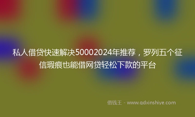 私人借贷快速解决50002024年推荐，罗列五个征信瑕疵也能借网贷轻松下款的平台