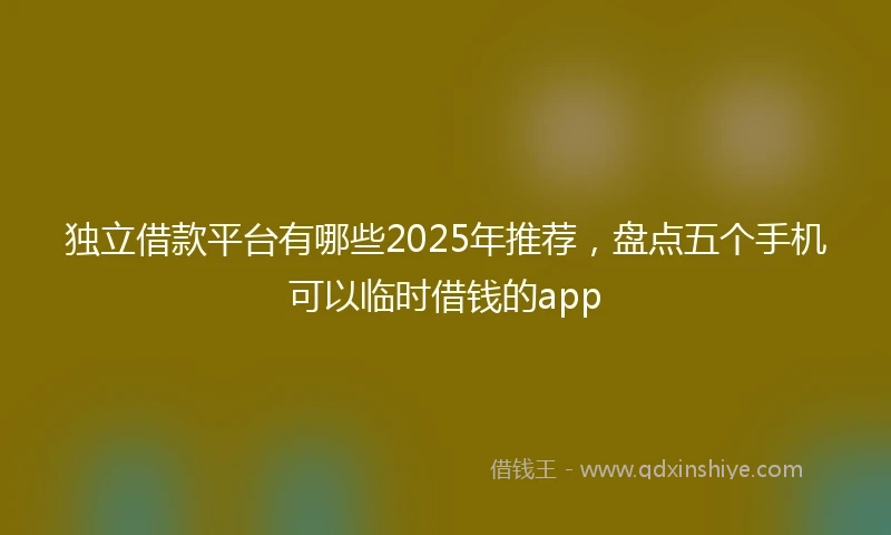 独立借款平台有哪些2025年推荐，盘点五个手机可以临时借钱的app