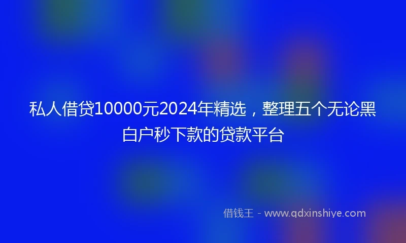 私人借贷10000元2024年精选，整理五个无论黑白户秒下款的贷款平台