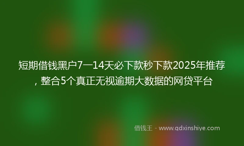 短期借钱黑户7一14天必下款秒下款2025年推荐，整合5个真正无视逾期大数据的网贷平台