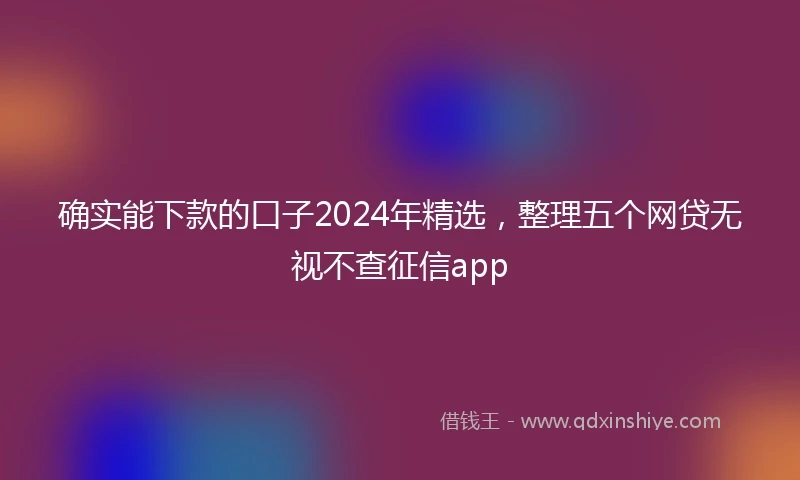 确实能下款的口子2024年精选，整理五个网贷无视不查征信app
