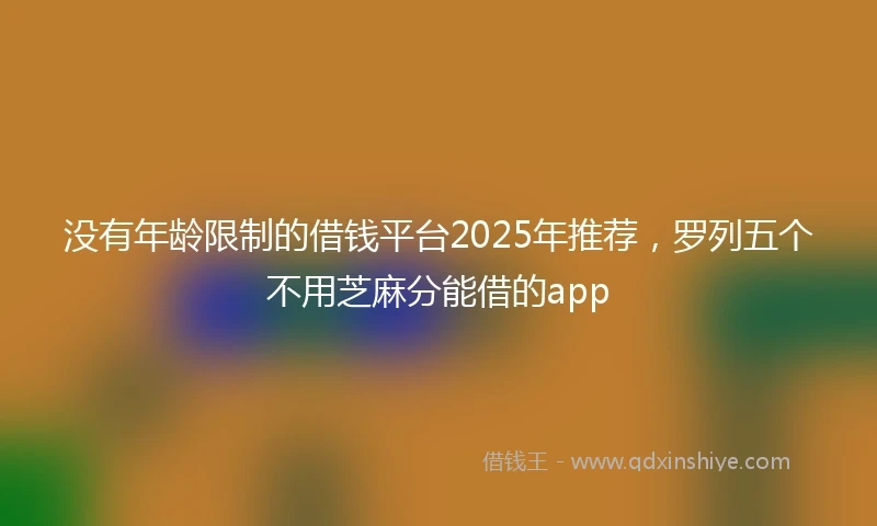没有年龄限制的借钱平台2025年推荐，罗列五个不用芝麻分能借的app