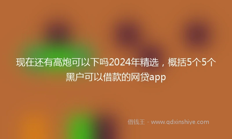 现在还有高炮可以下吗2024年精选，概括5个5个黑户可以借款的网贷app