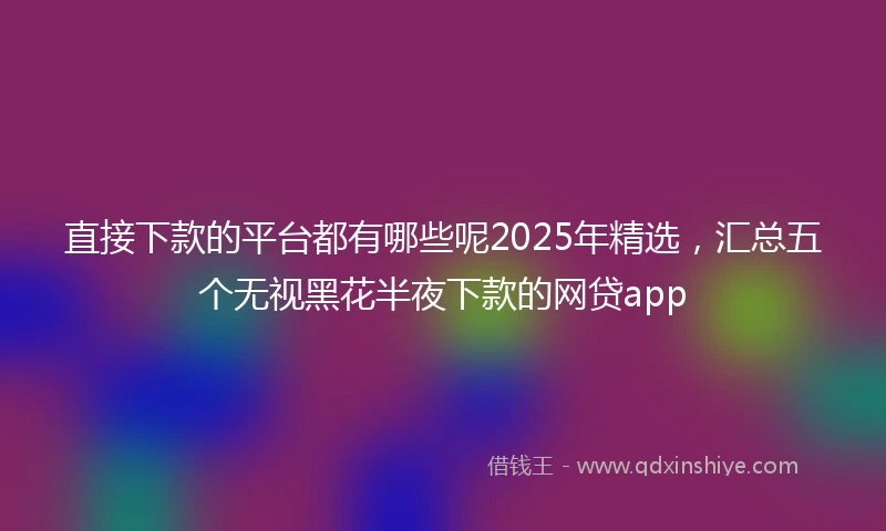 直接下款的平台都有哪些呢2025年精选，汇总五个无视黑花半夜下款的网贷app
