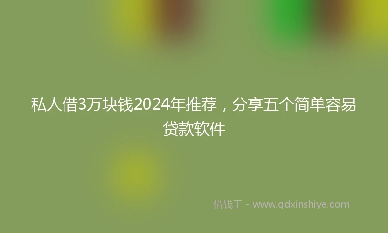 私人借3万块钱2024年推荐，分享五个简单容易贷款软件