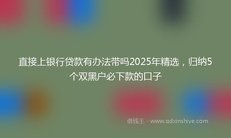直接上银行贷款有办法带吗2025年精选，归纳5个双黑户必下款的口子