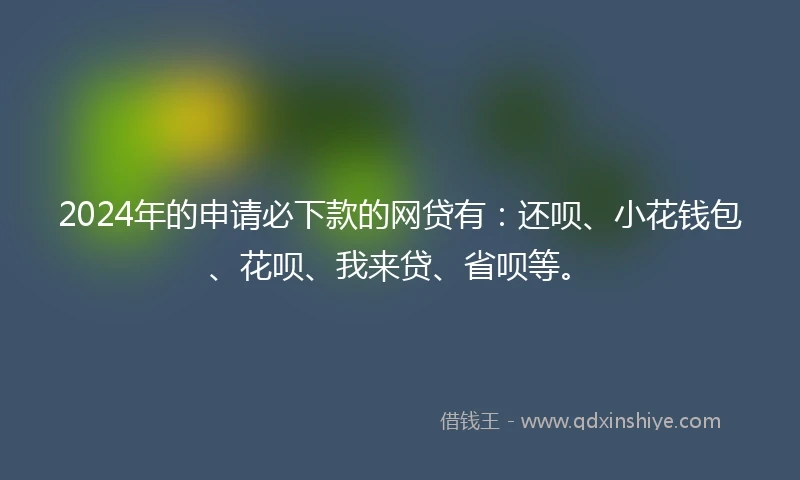 2024年的申请必下款的网贷有：还呗、小花钱包、花呗、我来贷、省呗等。