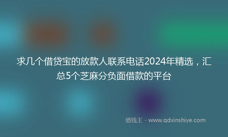 求几个借贷宝的放款人联系电话2024年精选，汇总5个芝麻分负面借款的平台