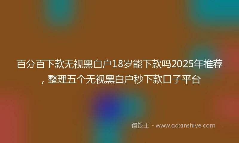 百分百下款无视黑白户18岁能下款吗2025年推荐，整理五个无视黑白户秒下款口子平台