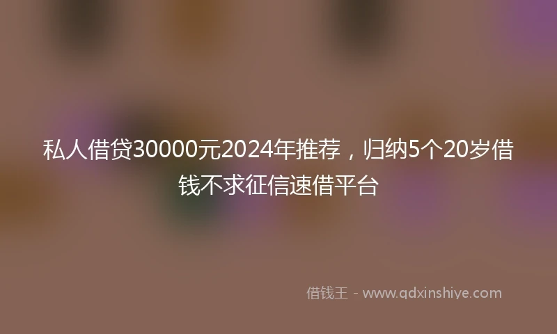 私人借贷30000元2024年推荐，归纳5个20岁借钱不求征信速借平台