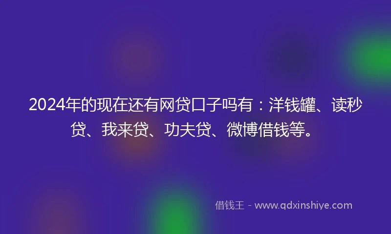 2024年的现在还有网贷口子吗有：洋钱罐、读秒贷、我来贷、功夫贷、微博借钱等。