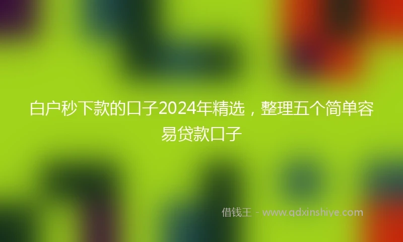 白户秒下款的口子2024年精选，整理五个简单容易贷款口子