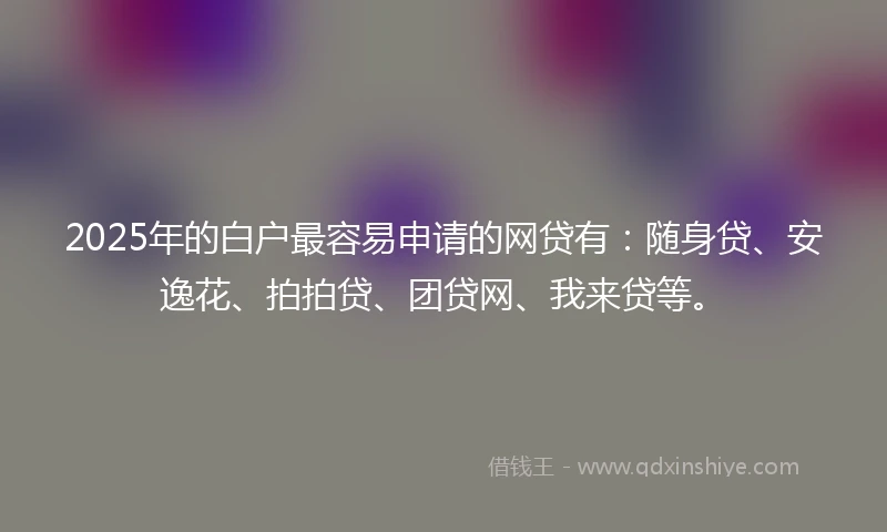 2025年的白户最容易申请的网贷有：随身贷、安逸花、拍拍贷、团贷网、我来贷等。