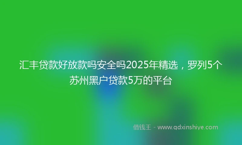 汇丰贷款好放款吗安全吗2025年精选，罗列5个苏州黑户贷款5万的平台