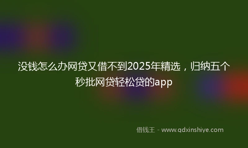 没钱怎么办网贷又借不到2025年精选，归纳五个秒批网贷轻松贷的app