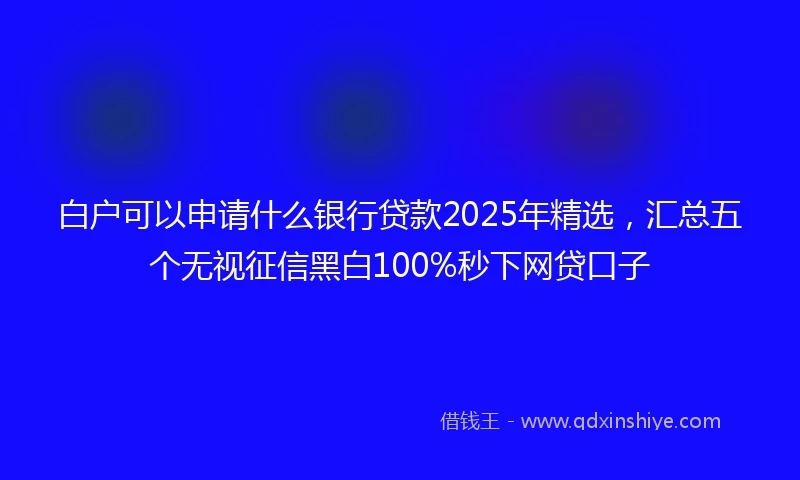 白户可以申请什么银行贷款2025年精选，汇总五个无视征信黑白100%秒下网贷口子