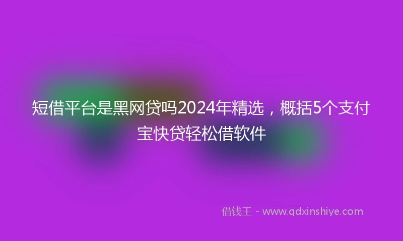 短借平台是黑网贷吗2024年精选，概括5个支付宝快贷轻松借软件