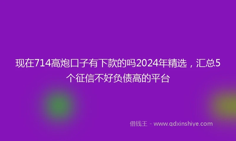 现在714高炮口子有下款的吗2024年精选，汇总5个征信不好负债高的平台