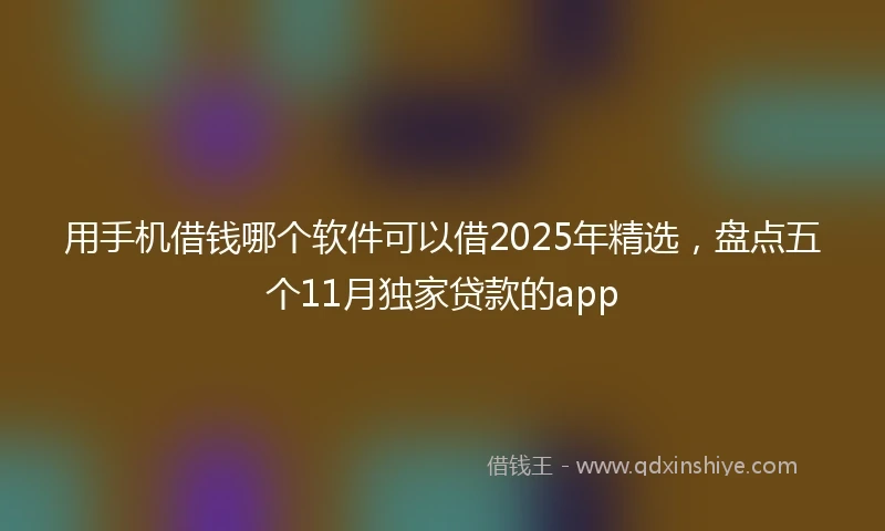 用手机借钱哪个软件可以借2025年精选，盘点五个11月独家贷款的app