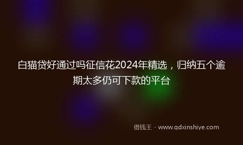 白猫贷好通过吗征信花2024年精选，归纳五个逾期太多仍可下款的平台