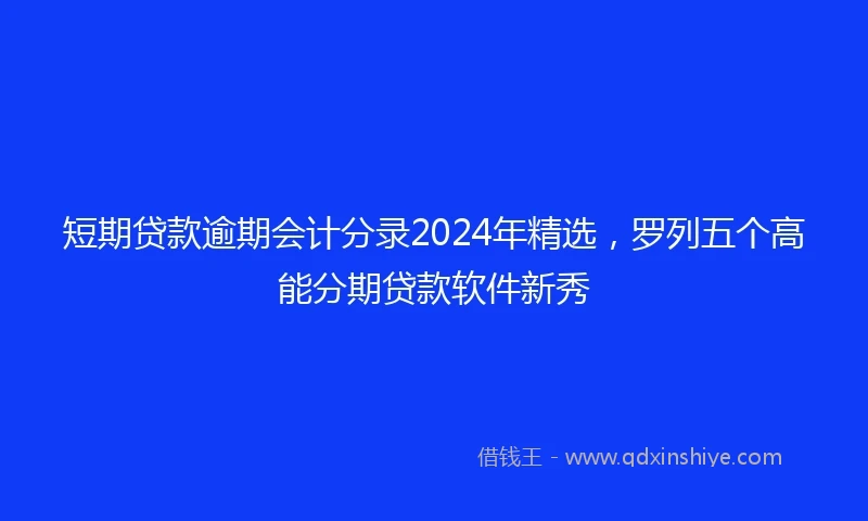 短期贷款逾期会计分录2024年精选，罗列五个高能分期贷款软件新秀