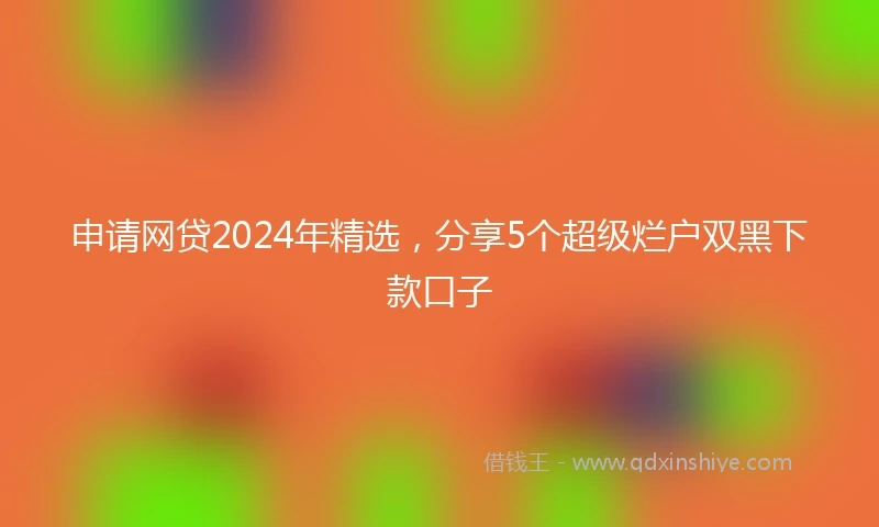 申请网贷2024年精选,分享5个超级烂户双黑下款口子