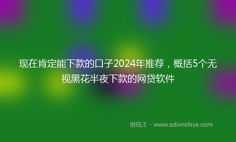 现在肯定能下款的口子2024年推荐，概括5个无视黑花半夜下款的网贷软件
