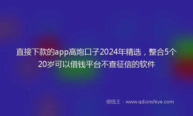 直接下款的app高炮口子2024年精选，整合5个20岁可以借钱平台不查征信的软件