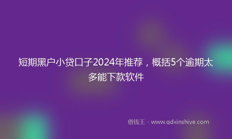 短期黑户小贷口子2024年推荐，概括5个逾期太多能下款软件