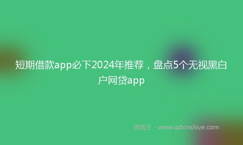 短期借款app必下2024年推荐，盘点5个无视黑白户网贷app