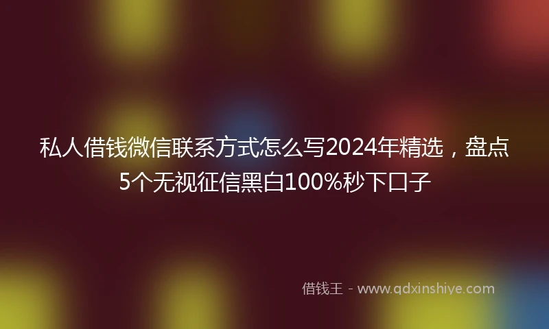 私人借钱微信联系方式怎么写2024年精选，盘点5个无视征信黑白100%秒下口子
