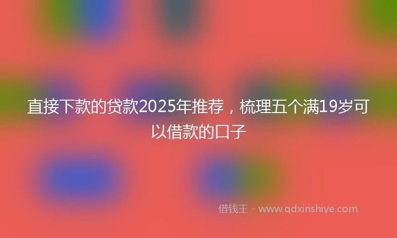 直接下款的贷款2025年推荐，梳理五个满19岁可以借款的口子