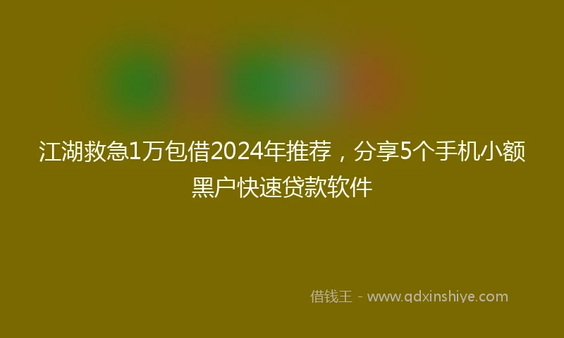 江湖救急1万包借2024年推荐，分享5个手机小额黑户快速贷款软件