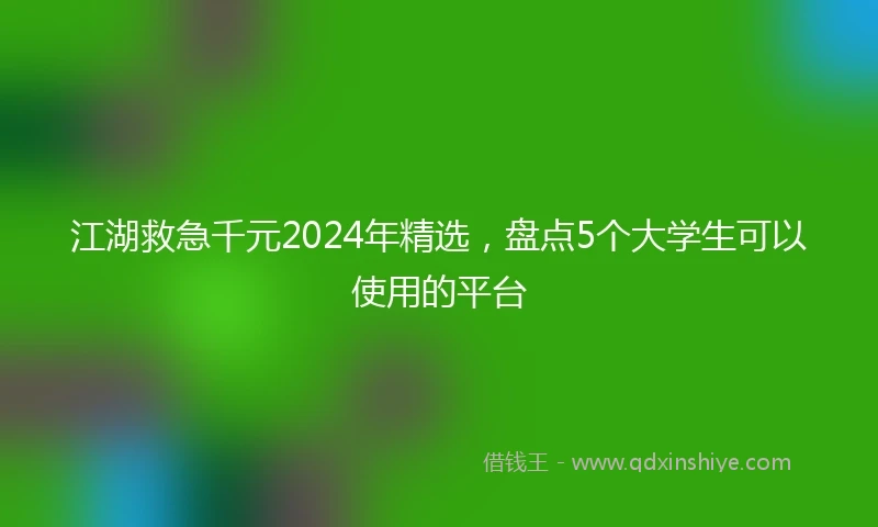 江湖救急千元2024年精选，盘点5个大学生可以使用的平台