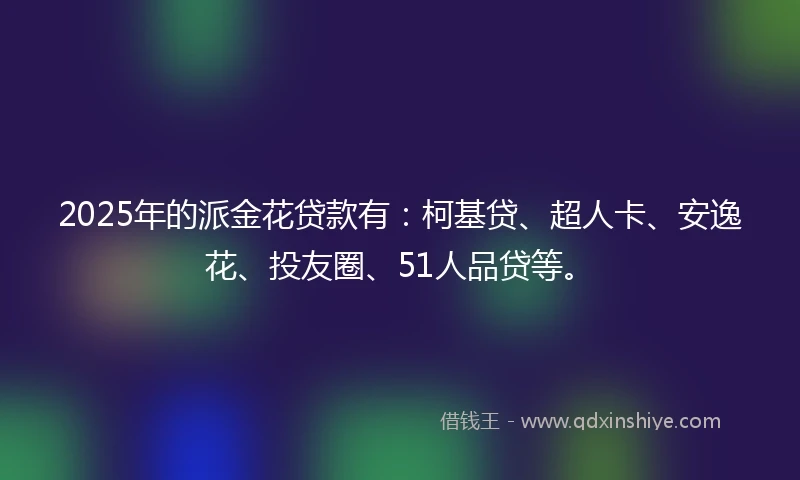 2025年的派金花贷款有：柯基贷、超人卡、安逸花、投友圈、51人品贷等。
