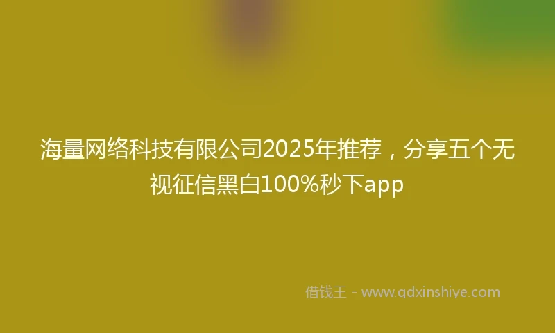 海量网络科技有限公司2025年推荐，分享五个无视征信黑白100%秒下app