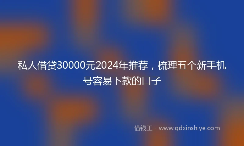 私人借贷30000元2024年推荐，梳理五个新手机号容易下款的口子