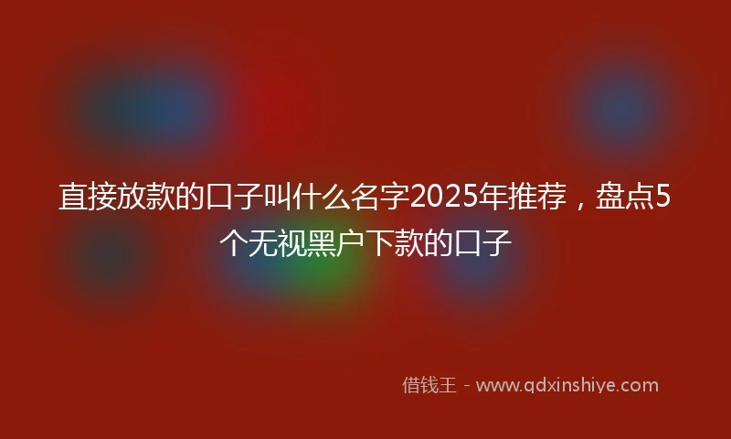 直接放款的口子叫什么名字2025年推荐，盘点5个无视黑户下款的口子